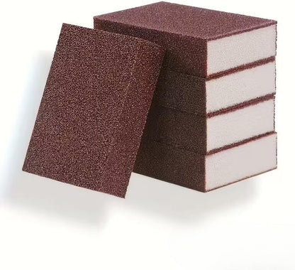 2 Pack Sandpaper Magic Sponge Cleaner Set, Ergonomic Handle Scrubber for Pots Pans Dishes, Rust Scale Removal Pad, Kitchen Cookware Stain Remover Tool