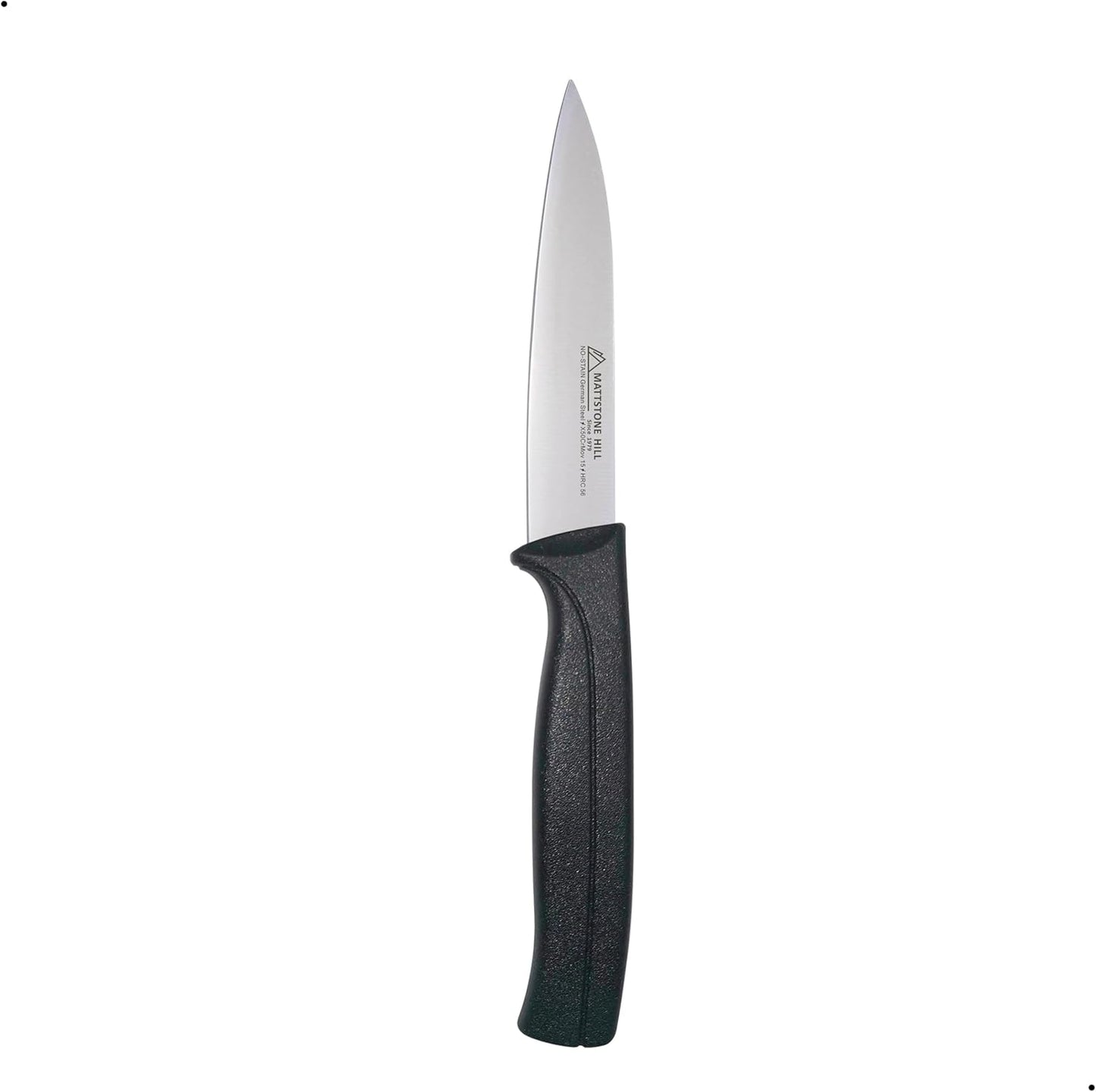 Kitchen Utility Knife - MATTSTONE HILL 4 Inch Paring Knife, Small Fruit & Vegetable Knife, Premium German Stell Blade, Black Handle