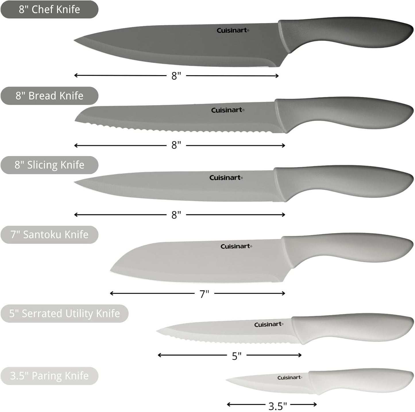 Cuisinart Advantage 12-Piece Gray Knife Set with Blade Guards C55-12PCG