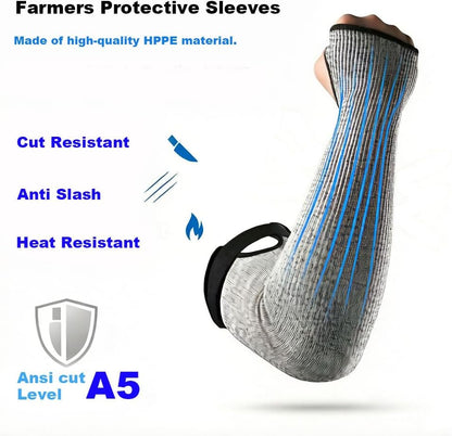 Cut Resistant Arm Sleeves with Thumb Hole – Protective Work & Gardening Sleeves for Welding, Kitchen, Pet Grooming, Thin Skin, Bruising – 1 Pair Grey