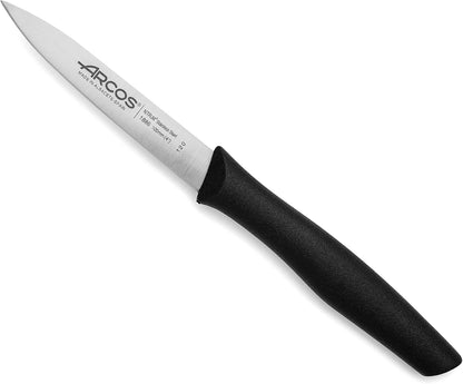Arcos Set 3 pieces Paring Knife 3 Inch. 3 Paring Knives of Stainless Steel and Ergonomic Polypropylene Handle for Cutting Fruits, Vegetables and Tubers.. Series Nova. Color Black