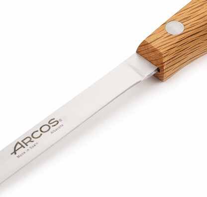 Arcos Jose Andres 10-Inch Fillet Knife Forged Meat Slicer | Professional NITRUM Stainless Steel Blade with Silk Edge | Ideal for Slicing Ham or Prosciutto | Ergonomic Holm Oak Wood Handle