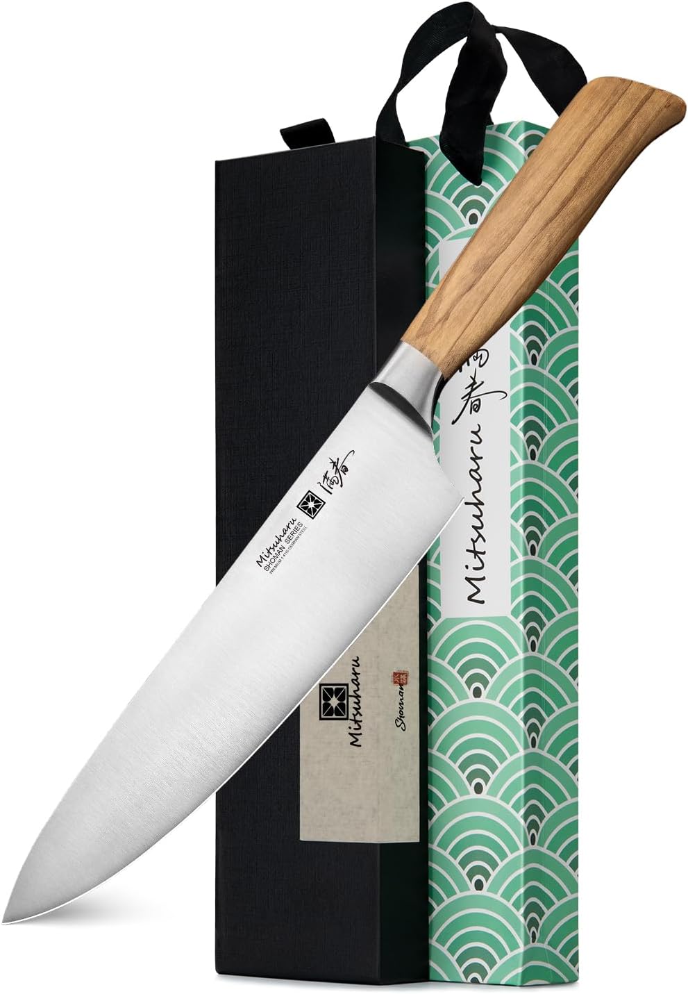 Mitsuharu 7 inch Nakiri Knife, SHOMAN Series Vegetable Knife, Razor Sharp Blade, Ergonomic Olive Wood Handle, German Steel Meat Cleaver, Japanese Chef Knife, Vegetable Kitchen Knife with Case
