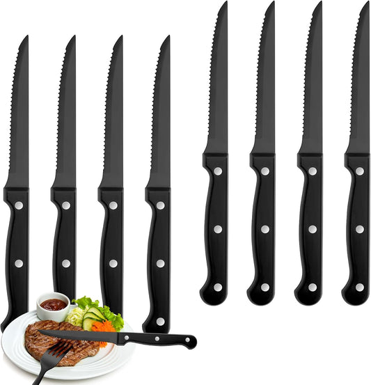 Steak Knives Set of 16, Sharp Triple Rivet Steak Knife Sets, High-Carbon Stainless Steel Serrated Blades, Ergonomic Handles Serrated Steak Knives, Dinner Knife for Kitchen Restaurant, Dishwasher Safe