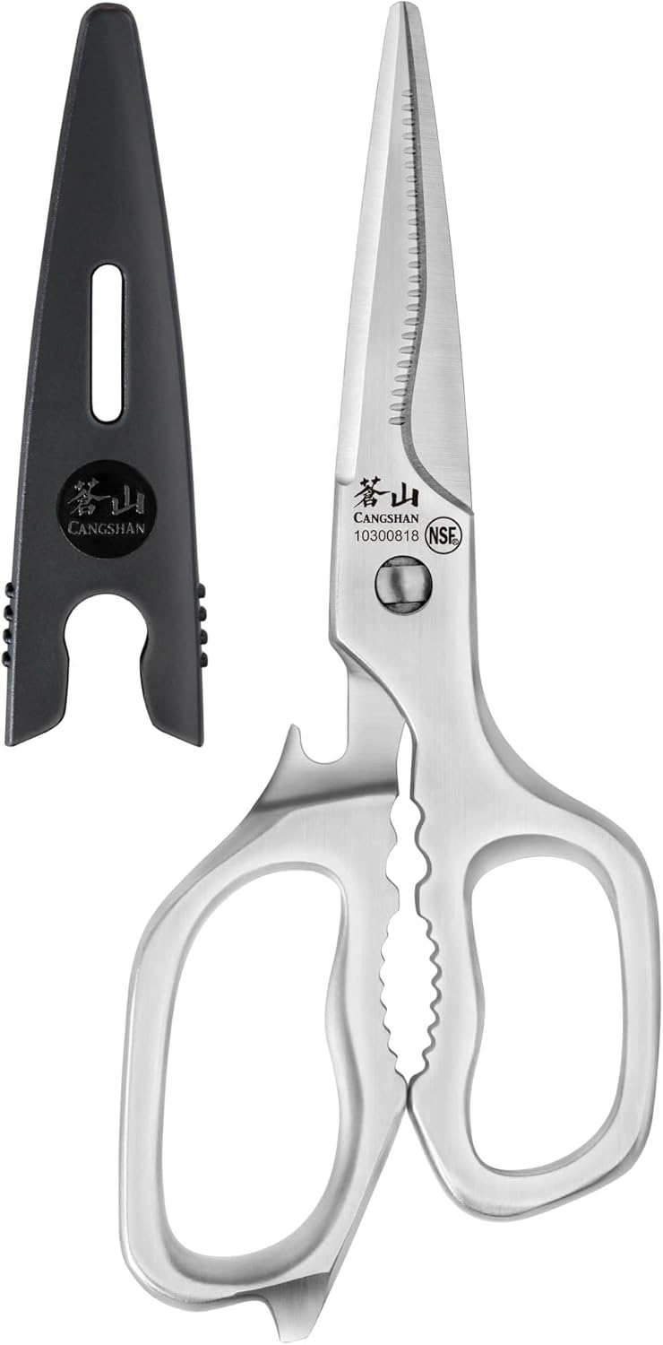 Cangshan Forged Stainless Steel Kitchen Shears with Satin Finish and Blade Guard
