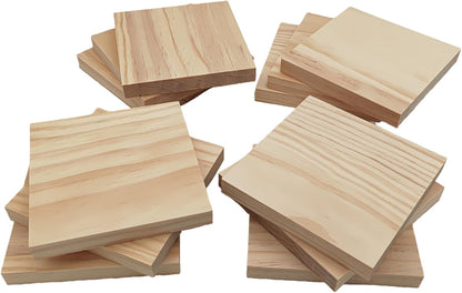 6PCS Unfinished Wood Square Blocks for Crafts, 6x6x1in Blank Wooden Squares Pine Wood Boards for Carving,DIY Wood Coasters,Painting & Burning