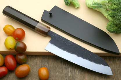 Yoshihiro Kurouchi Stainless Clad High Performance SLD Japanese Nakiri Vegetable Knife & Petty Utility Knife 2pc Set (Nakiri 6.5" / Petty 5.3" & Saya Cover)