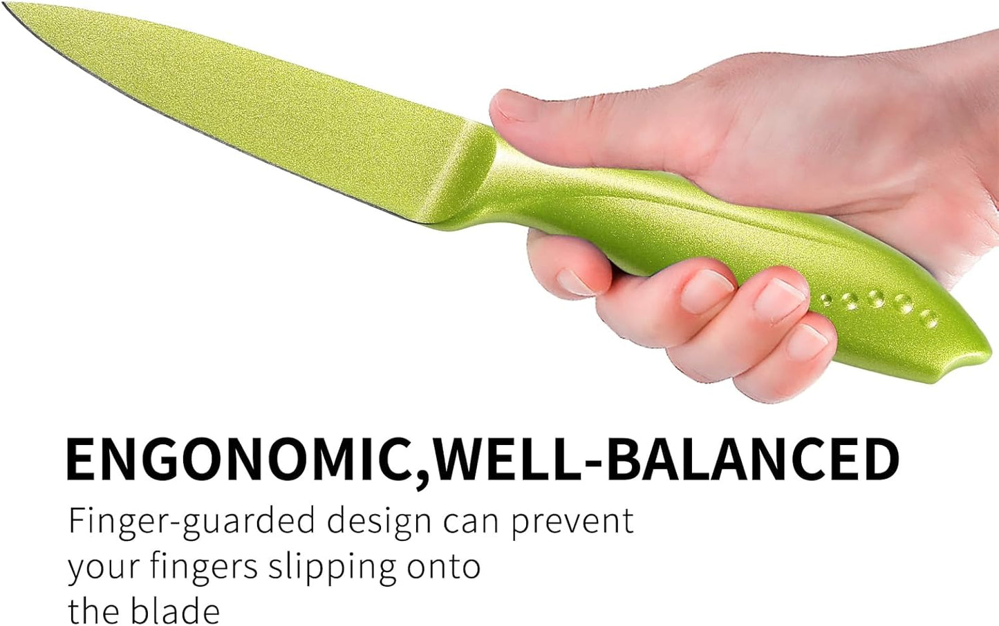 3.5 Inch Paring Knife, Fine Edge Fruit Vegetable Peeling with German High Carbon Stainless Steel Forged Blade, Small Kitchen Non-Stick Multi-Purpose Knife-Green