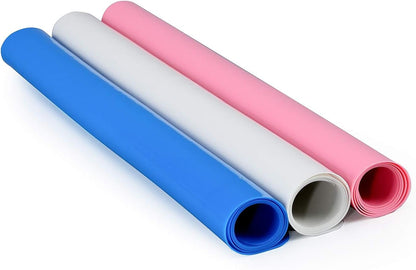 LONGFITE Large Silicone Counter Mat 19.68x15.74 inch Multipurpose Table Placemat Countertop Protector Baking Pastry Mat Nonstick, Nonskid and Heat Resistent (Large, Blue)
