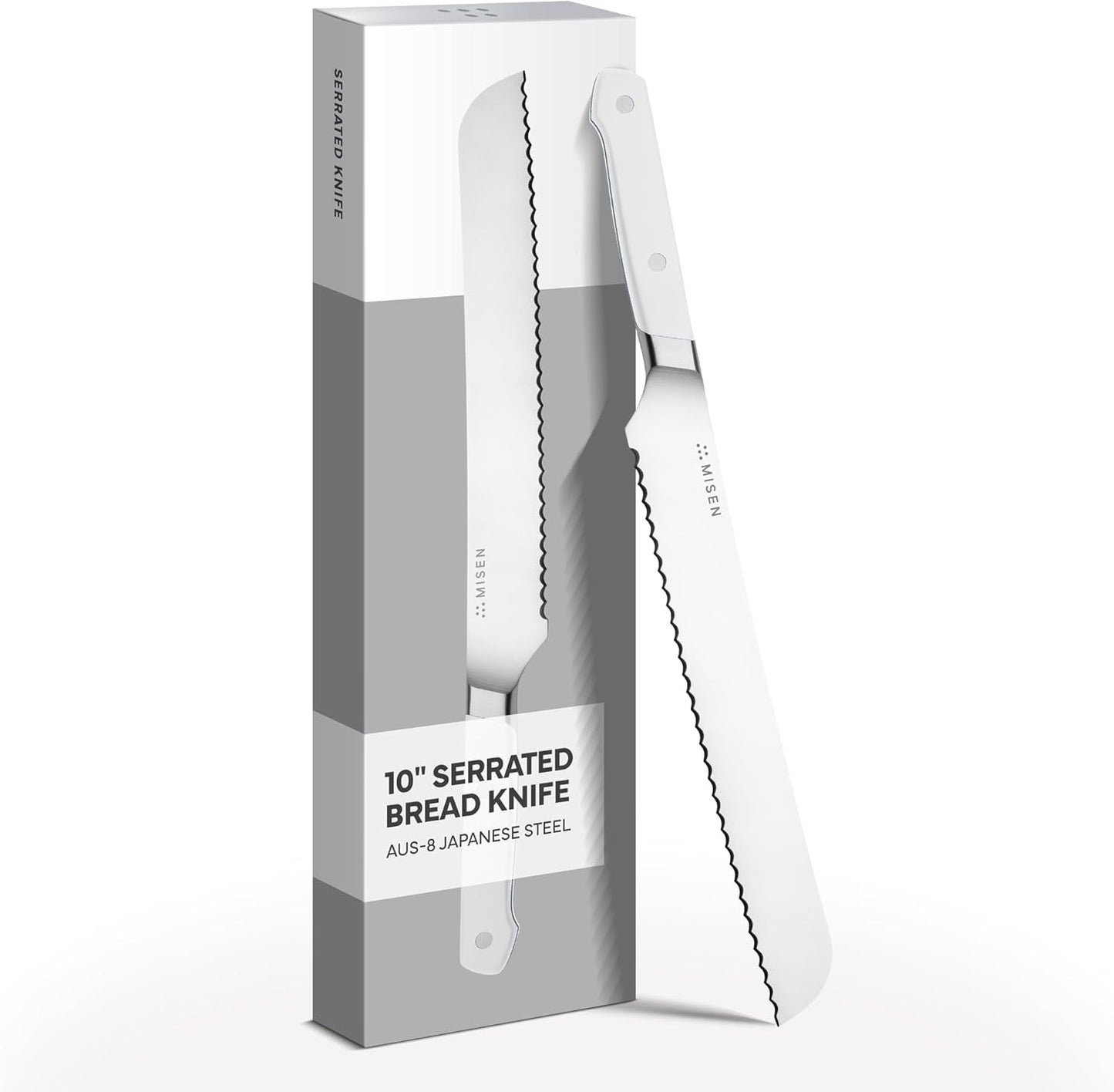 Misen Serrated Bread Knife - High-Carbon Japanese AUS8 Steel - Perfect for Soft Foods, Bread, Pastries, and Fruits - Verstatile Slicer, Razor-Sharp Edge, Durable Blade, Ergonomic Handle - 5", Blue