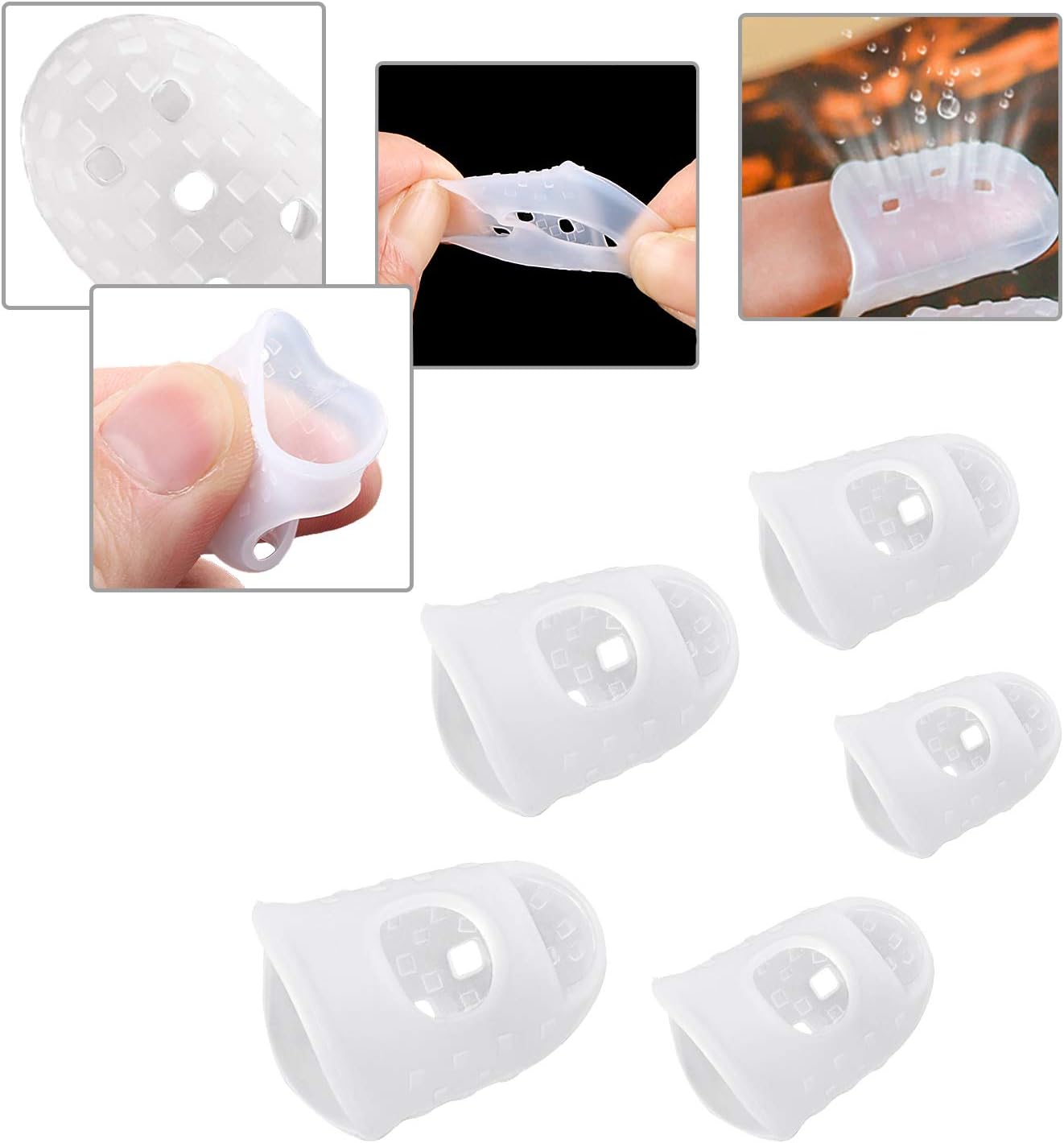 40 Pcs Silicone Guitar Finger Guards Guitar Fingertip Protection Covers Caps with 10pcs Guitar Picks for Stringed Instruments(5 Sizes)