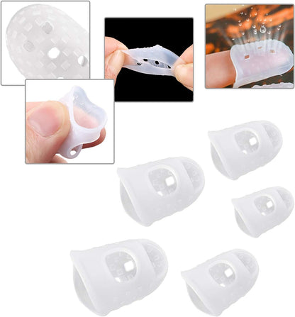 40 Pcs Silicone Guitar Finger Guards Guitar Fingertip Protection Covers Caps with 10pcs Guitar Picks for Stringed Instruments(5 Sizes)