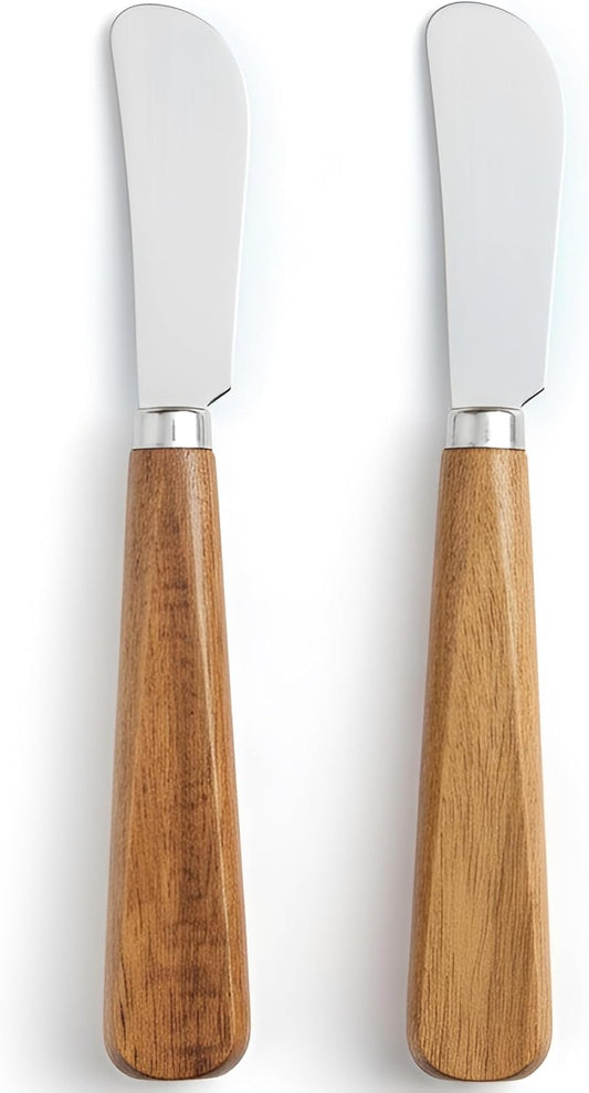 Butter Knives Set of 2, Acacia Wood Handle, Durable Stainless Steel Blade, Butter Knife for Smooth Spreading Butter Cream Cheese Jam, Ideal for Bagels, Sandwiches, Butter Knife Spreader 7 Inches