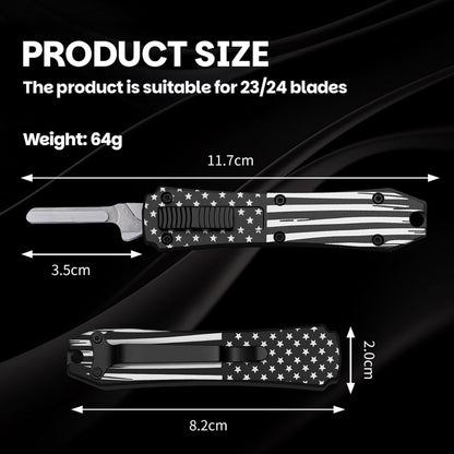 Automatic Utility Knife,All Metal Construction Carbon Stainless Steel Blade,Box Cutter Quick Change Retractable,EDC Push Button with Clip,10PCS #23 Blades Replacement,Stars&Stripes
