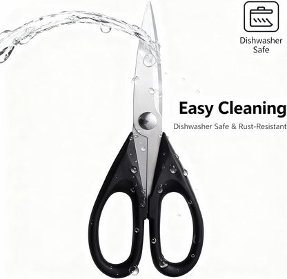 Multipurpose Kitchen Shears, 8.7" Professional Heavy-Duty Scissors, Dishwasher Safe, Rust-Resistant Stainless Steel, Ergonomic Soft Grip Handles for Cooking and Home Use
