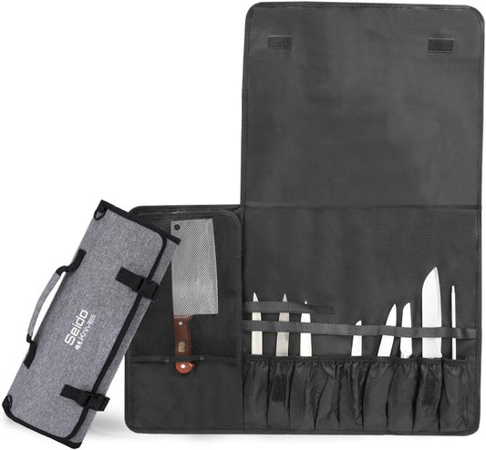 Seido Knives Chef's Knife Roll Bag (16 Slots), Waterproof Knife Storage Bag, Roll-up Knife Bag, Portable Knife Carrier, Travel Knife Bag | Culinary Knife Case for Chefs & Students