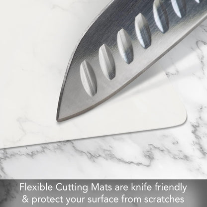 Cut N' Funnel Clear 2 Pack Frosted Flexible Plastic Cutting Board Mat 15" x 11.5" Made in the USA Flexible, Easy to Clean