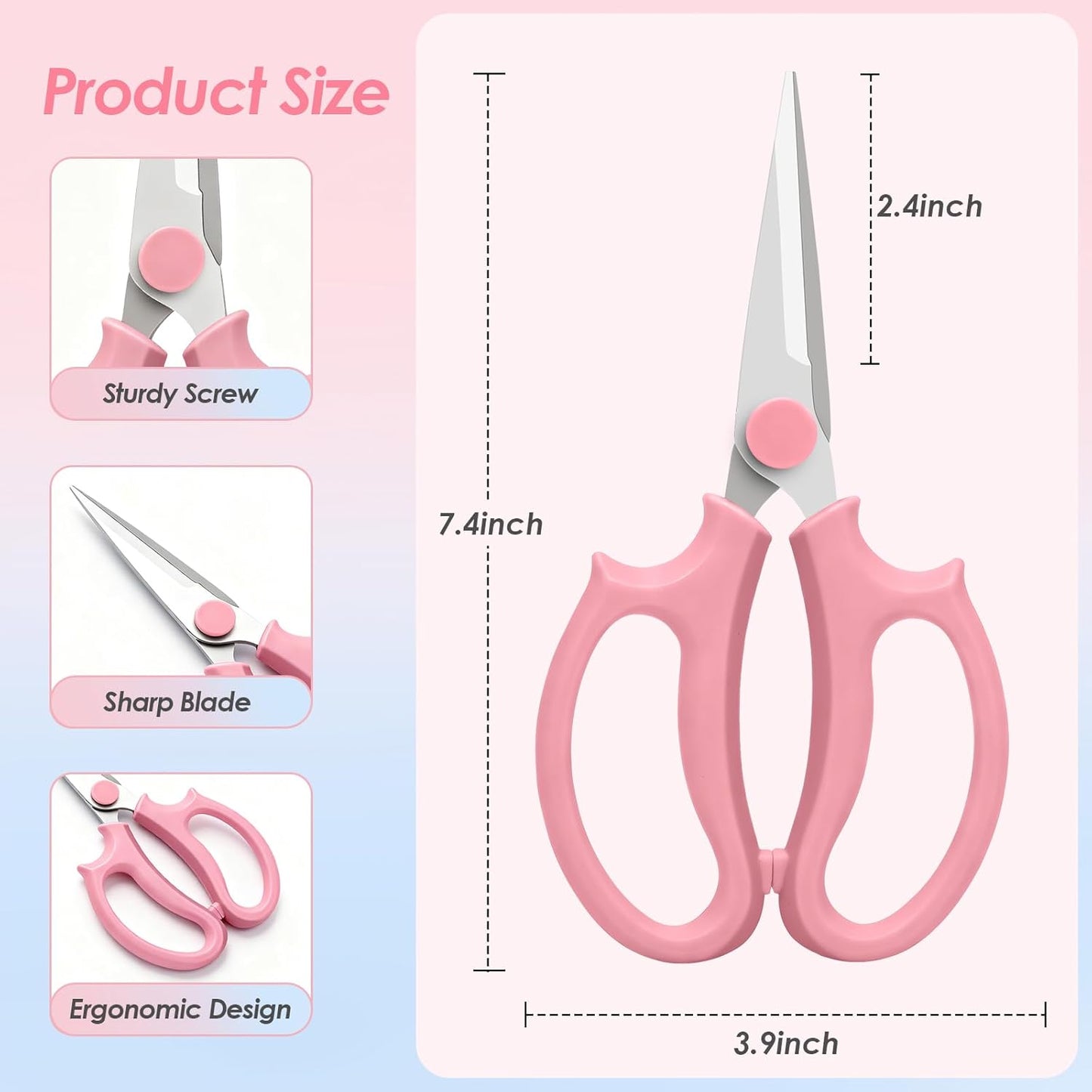 4PCS Flower Scissors, Stainless Steel Floral Scissors, Garden Pruning Shears with Comfort Grip Handle, Perfect for Arranging Flowers, Pruning, Trimming Plants, Gardening Tool
