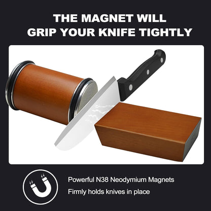 Deefeel Rolling Knife Sharpener Kit - Knife Sharpening with Diamonds for Razor Sharp Edges - Roller with Magnetic Holder with Multi Degrees Kitchen Home Outdoor (Brown-Straight tube knife sharpener)