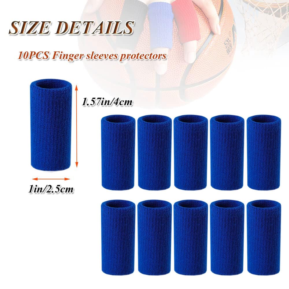 Finger Sleeves Protectors, 10Pcs Sport Finger Sleeves Elastic Thumb Brace Support for Basketball Golf Premium Fingers Sleeve for Arthritis Perfect for Relieving Pain (10PCS black set)