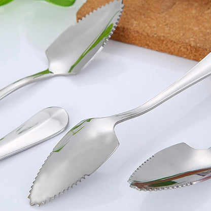 Grapefruit Spoons Serrated Edge, Grapefruit Knife & Spoon Curved Serrated Set, Stainless Steel Grapefruit Utensil Tool Dessert Spoons for Citrus Lemon Kiwi Salads Melon Lime Pitaya Apple Fruit Puree
