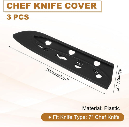 PATIKIL 3Pcs Plastic Safety Knife Cover Sleeves for 7" Chef Knife, Chopping Knife Guard Blade Protector Universal Knife Sheath for Kitchen Bar, White