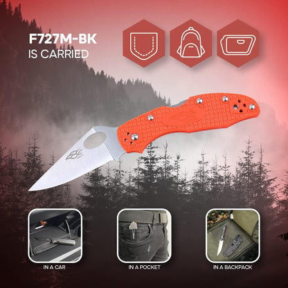 Firebird GANZO F759MS-BL Folding Pocket Knife 440C Stainless Steel Serrated Blade Anti-Slip Handle with Clip Fishing Camping EDC Utility Pocket Knife (Blue)