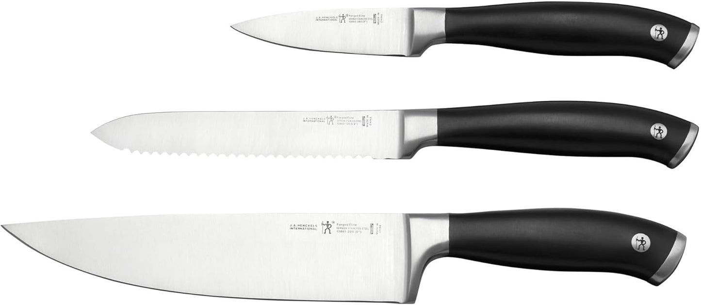 HENCKELS Silvercap Razor-Sharp 3-Piece Kitchen Knife Set, Chef Knife, Paring Knife, Utility Knife, German Engineered Informed by 100+ Years of Mastery