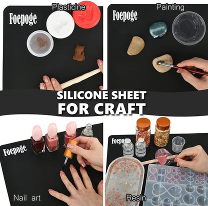 36.2" x 24" Extra Large Silicone Mat for Epoxy Resin, Nonstick Silicon Mats for Crafts Jewelry Casting, Non-Slip Kitchen Table Placemats for Countertop Protector Heat Resistant by Foepoge, Black