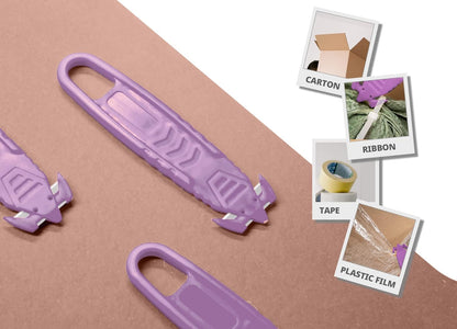 T TOVIA Safety Box Cutter Knife of Recessed Concealed Stainless Steel Blade, 10-Pack Package Opener Plastic Cutter for Box, Carton, Shrink Wrap, Plastic Straps, 5 Color