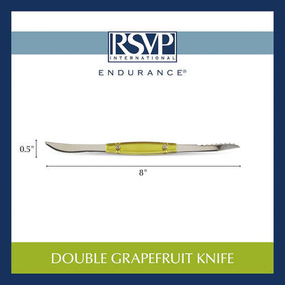 RSVP International Endurance Grapefruit Tool Collection Stainless Steel, Dishwasher Safe, Double Knife