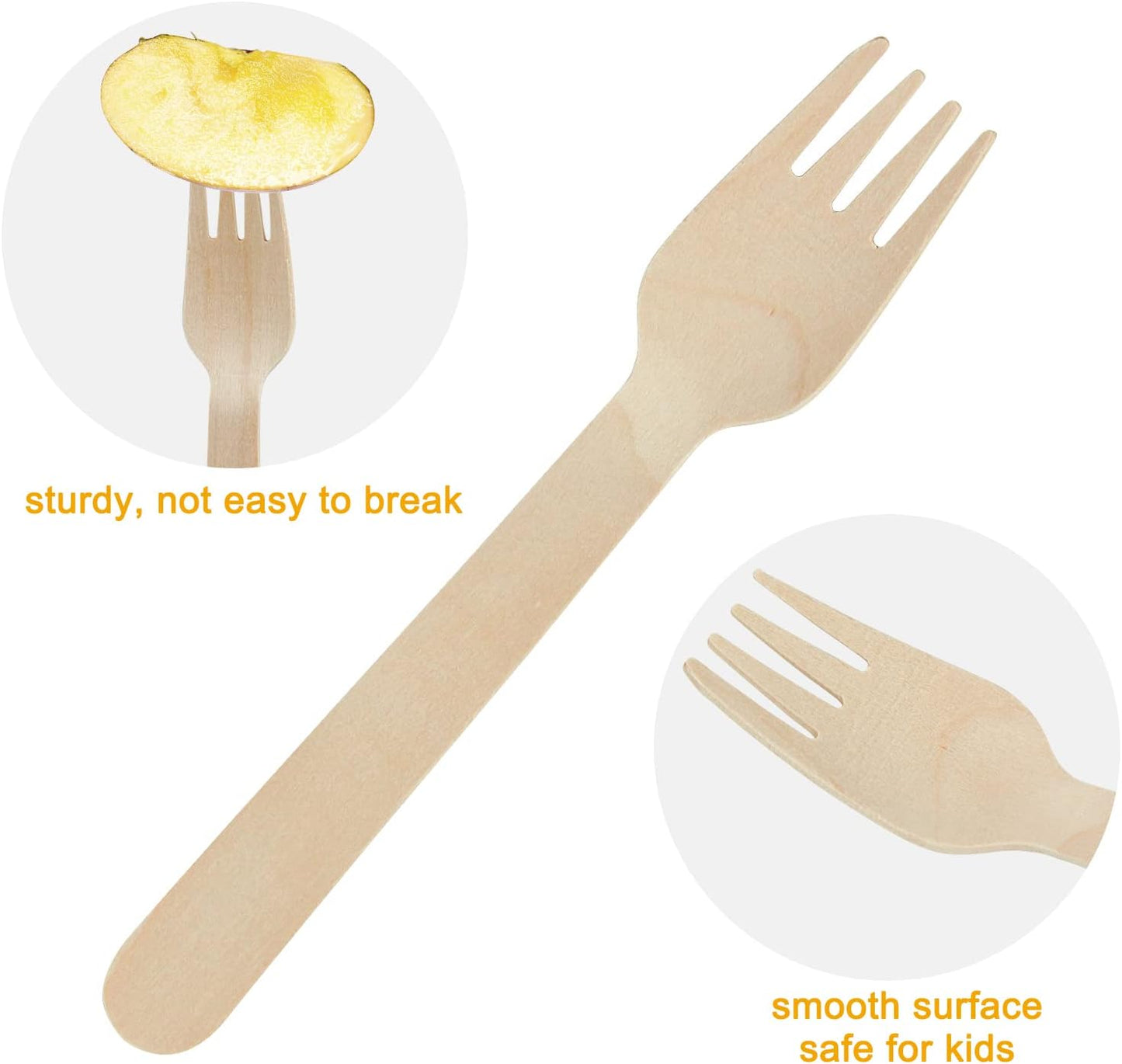 200 Disposable Knives - 6.5 Inch Long Wooden Cutlery - Biodegradable Silverware for Catering Formal Events, Parties, Picnics, Camping, Travel, Weddings, and Other Occasions