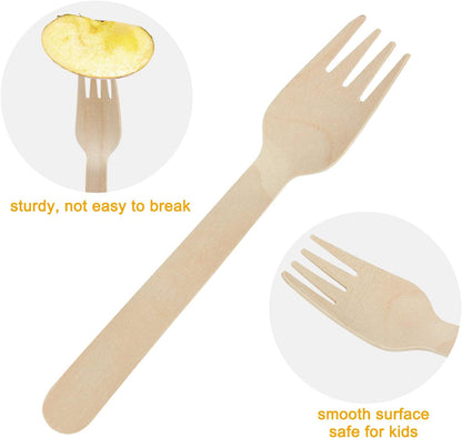 200 Disposable Knives - 6.5 Inch Long Wooden Cutlery - Biodegradable Silverware for Catering Formal Events, Parties, Picnics, Camping, Travel, Weddings, and Other Occasions