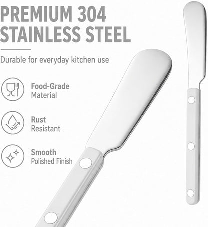 4PCS Stainless Steel Butter Knives Set: 6.3 Inch Cheese Spreader 304 Stainless Steel with Ergonomic Handle for Cheese, Butter & Jam (green)