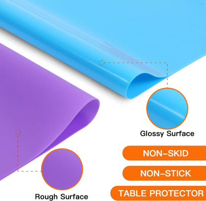 3 Pack Silicone Mats for Crafts, Premium Playdough Mat,A3 Size Silicone Sheet, Liquid, Resin Jewelry Casting Molds Mat,15.7 "x11.8" Nonstick & Nonslip Heat-Resistant Table Protector by AOULELA