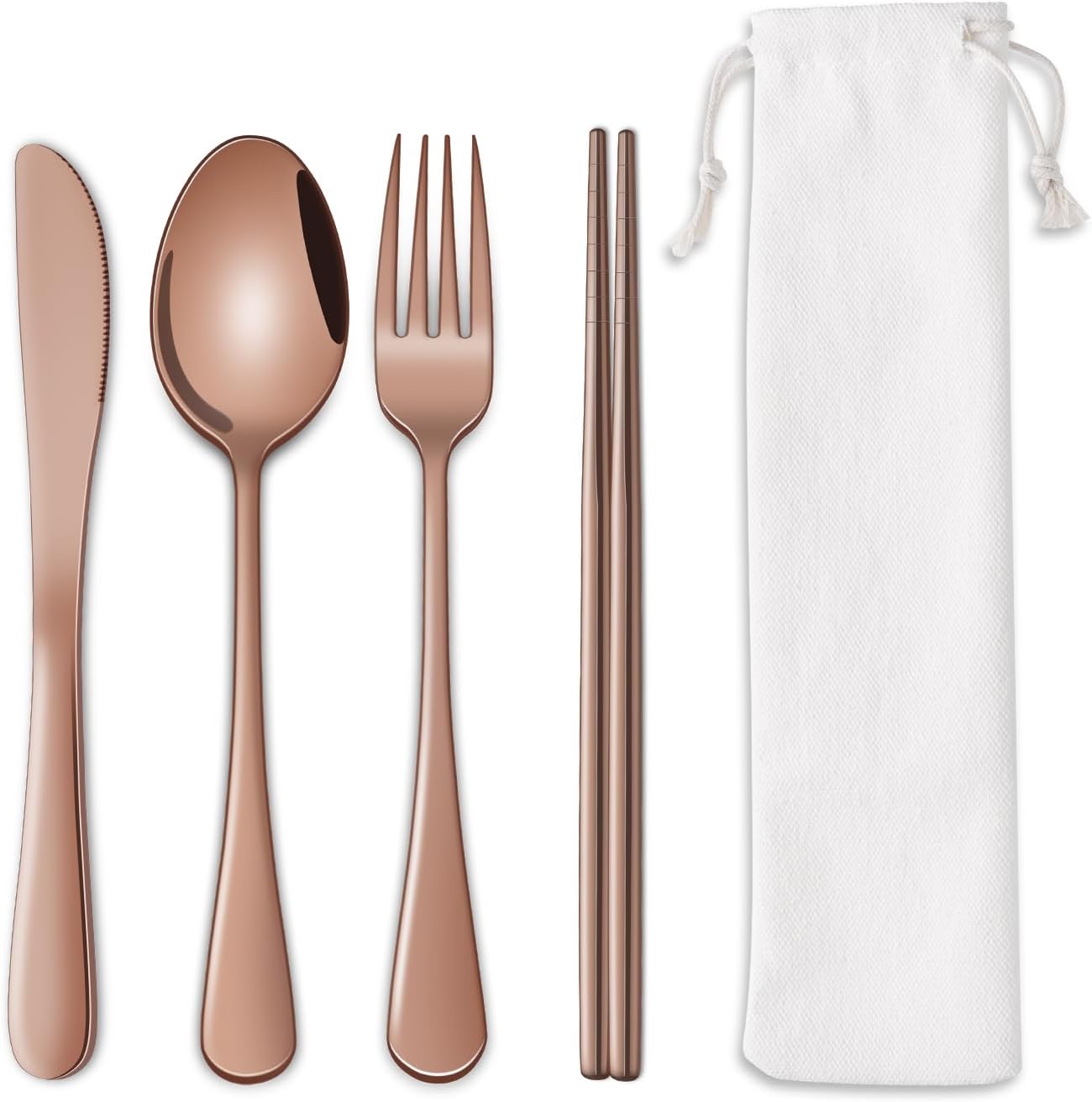Rainbow Working Lunch Silveware Set,Reusable Travel Utensils Set With Case Includes Stainless Steel Chopsticks Knife Spoon And Fork,Camping Picnic Essentials