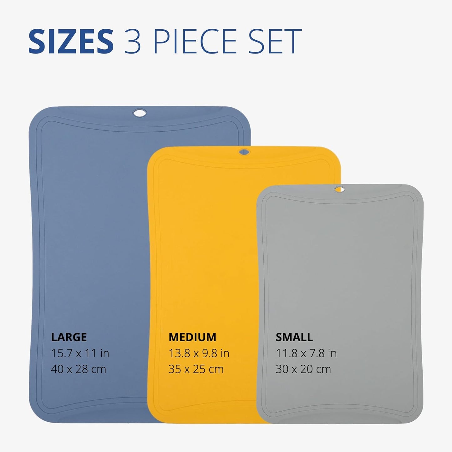 Blue Ginkgo TPU Cutting Mats [Set of 3] – Korean-Made Flexible, Knife-Friendly, Durable Kitchen Cutting Boards (Red, Blue, Yellow)