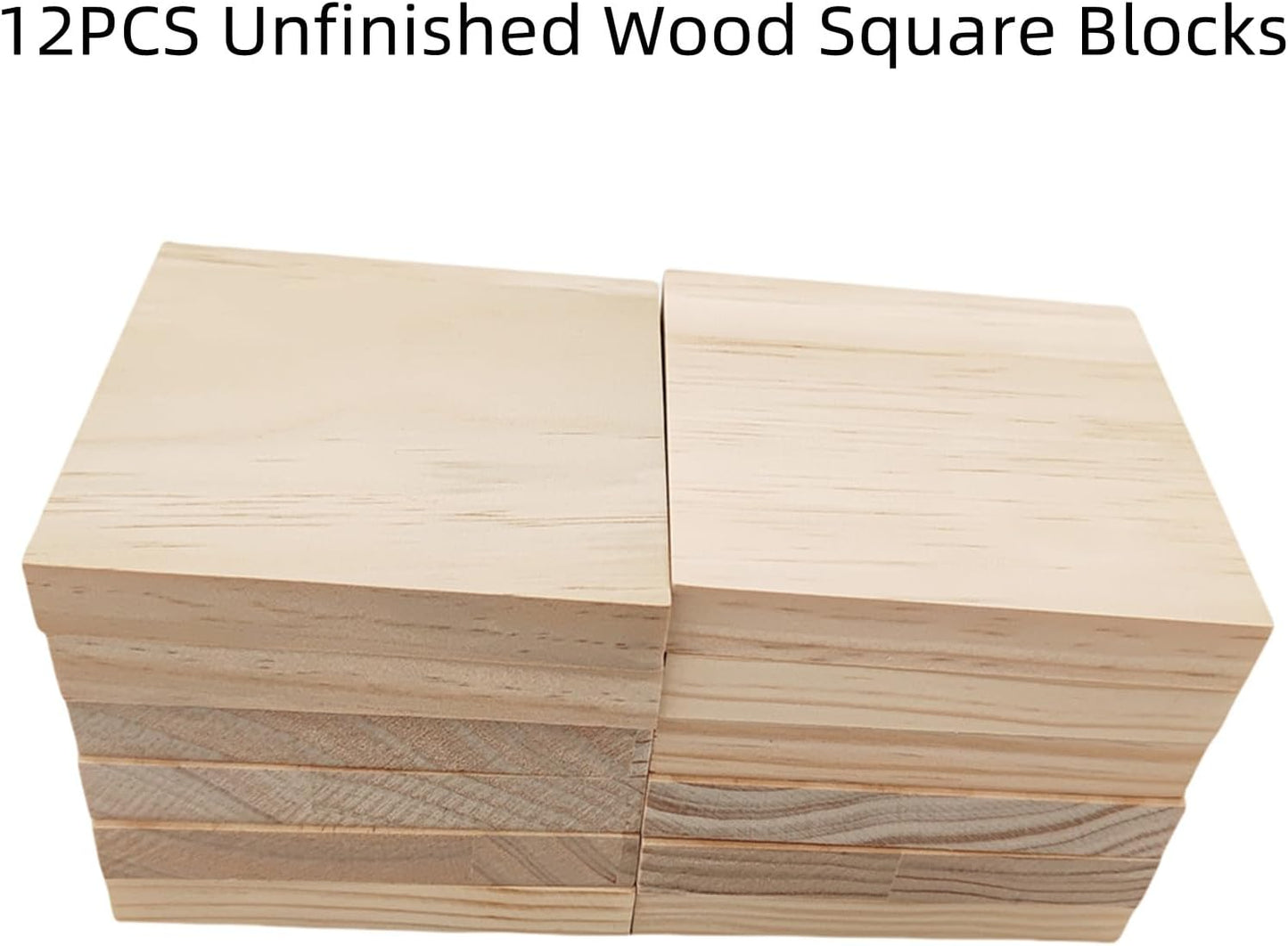 6PCS Unfinished Wood Square Blocks for Crafts, 6x6x1in Blank Wooden Squares Pine Wood Boards for Carving,DIY Wood Coasters,Painting & Burning