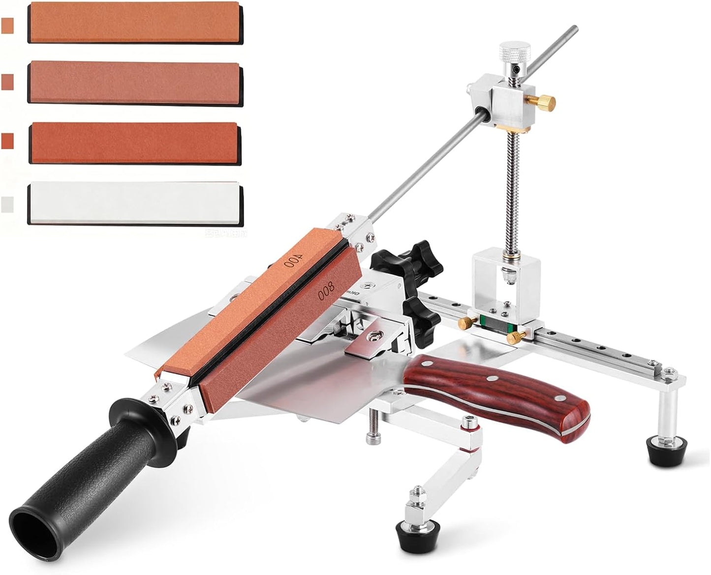 Fixed Angle Knife Sharpening System Professional Knife Sharpener with 4 Whetstones 360° Flipping Design Precision Adjustment Guided Knife Sharpener with 3 Clamps for All Types of Knives and Tools