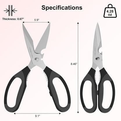 8” Ultra Sharp Kitchen Shears Heavy Duty - Stainless Steel Kitchen Shears for Food, Dishwasher Safte Kitchen Scissors for Meat Cutting