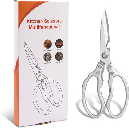 CGBE Kitchen Scissors All Purpose Heavy Duty, Ultra Sharp Stainless Steel Kitchen Shears Dishwasher Safe, Cooking Shears for Chicken, Poultry, Fish, Meat, Herbs & Grapes with Non-Slip Grips - Gold