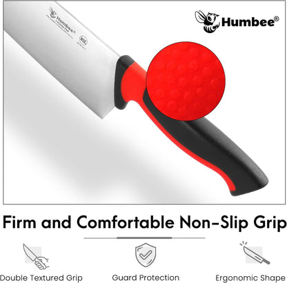 7.5-Inch Nakiri Knife, High Carbon Stainless Steel Hollow Grind Blade, Razor Sharp Edge, Ergonomic Non-Slip Handle, Cleaver Style, DT-50 Series, Orange