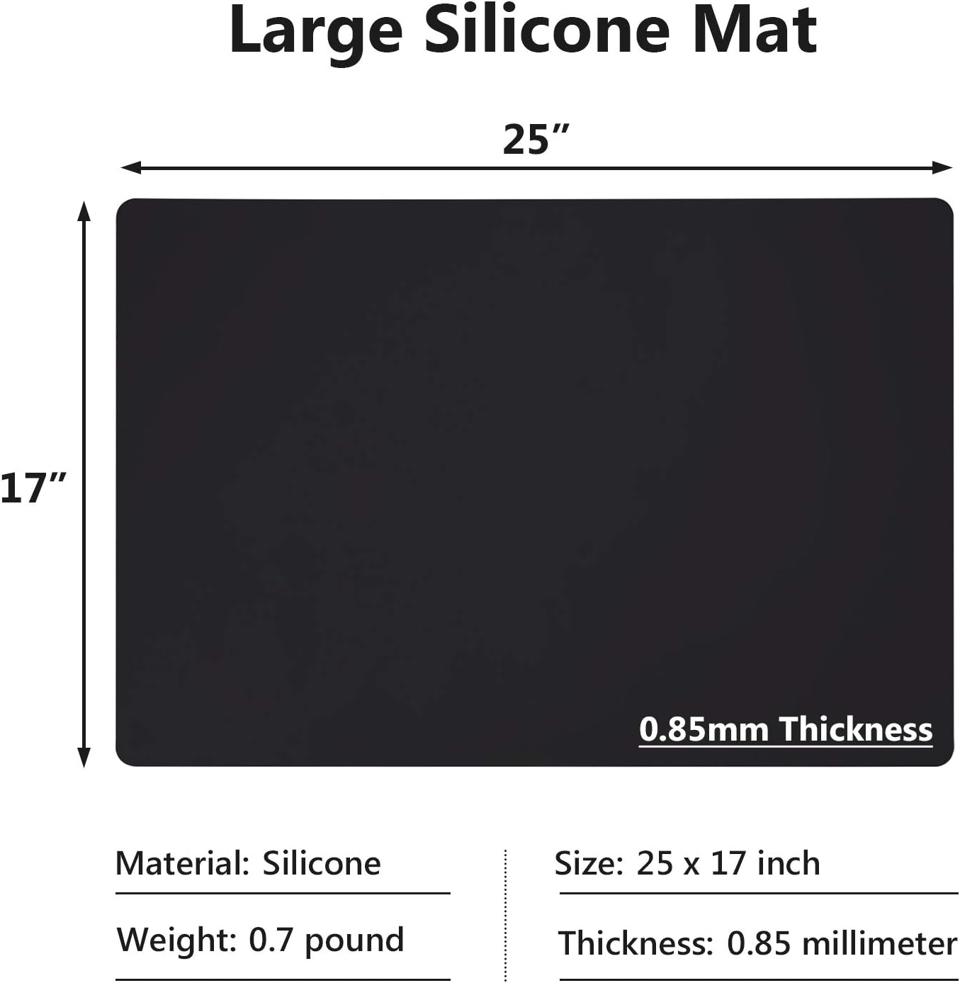 Gartful 25“x17”x0.03“ Silicone Mats for Kitchen Counter, Large Silicone Countertop Protector, Nonskid Heat Resistant Desk Saver Pad, Multipurpose Mat, Placemat, Dark Gray