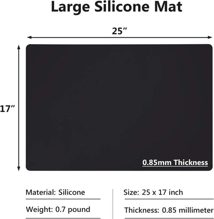 Gartful 25“x17”x0.03“ Silicone Mats for Kitchen Counter, Large Silicone Countertop Protector, Nonskid Heat Resistant Desk Saver Pad, Multipurpose Mat, Placemat, Dark Gray