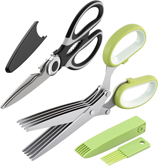 All Purpose Kitchen Scissors Sets with Protective Sheath, Soft Grip Handle, Stainless Steel Cooking Meat Poultry Shear, Vegetable Shear Scissor, Kitchen Utensils Gadgets Set, 2 Sets