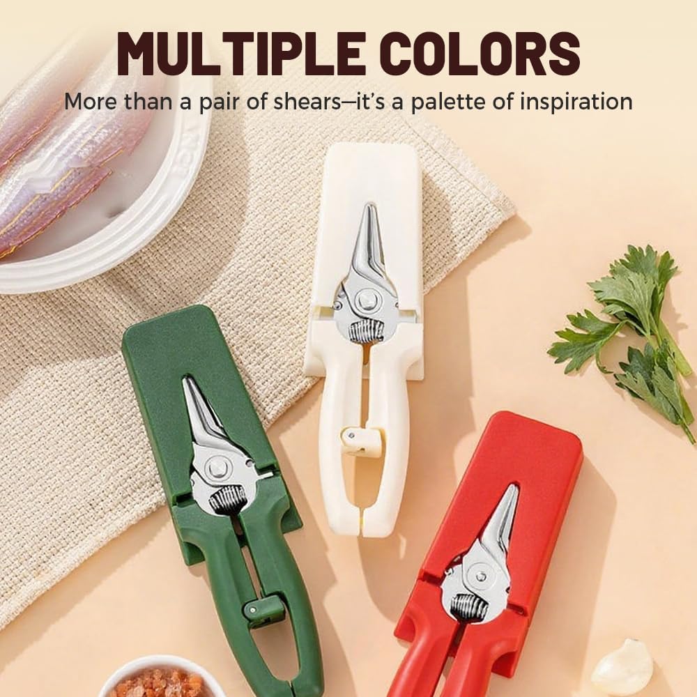 Multifunctional Labor-Saving Kitchen Shears, 2025 Heavy Duty Kitchen Scissors for Food, High Carbon Steel Culinary Shears for Chicken, Meat, Seafood, and Bone Cutting with Ergonomic Handle (White)