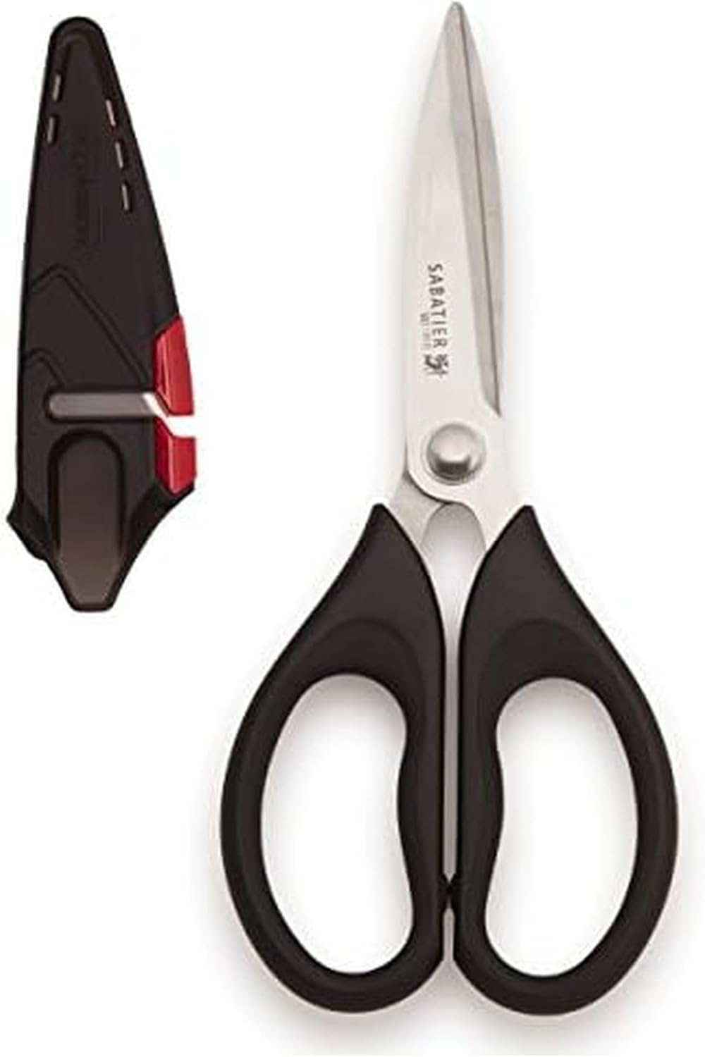 Sabatier Forged Stainless Steel Chef Knife with Edgekeeper Self-Sharpening Blade Cover, High-Carbon Stainless Steel Kitchen Knife, Razor-Sharp Knife to Cut Fruit, Vegetables and more, 8-Inch, Black