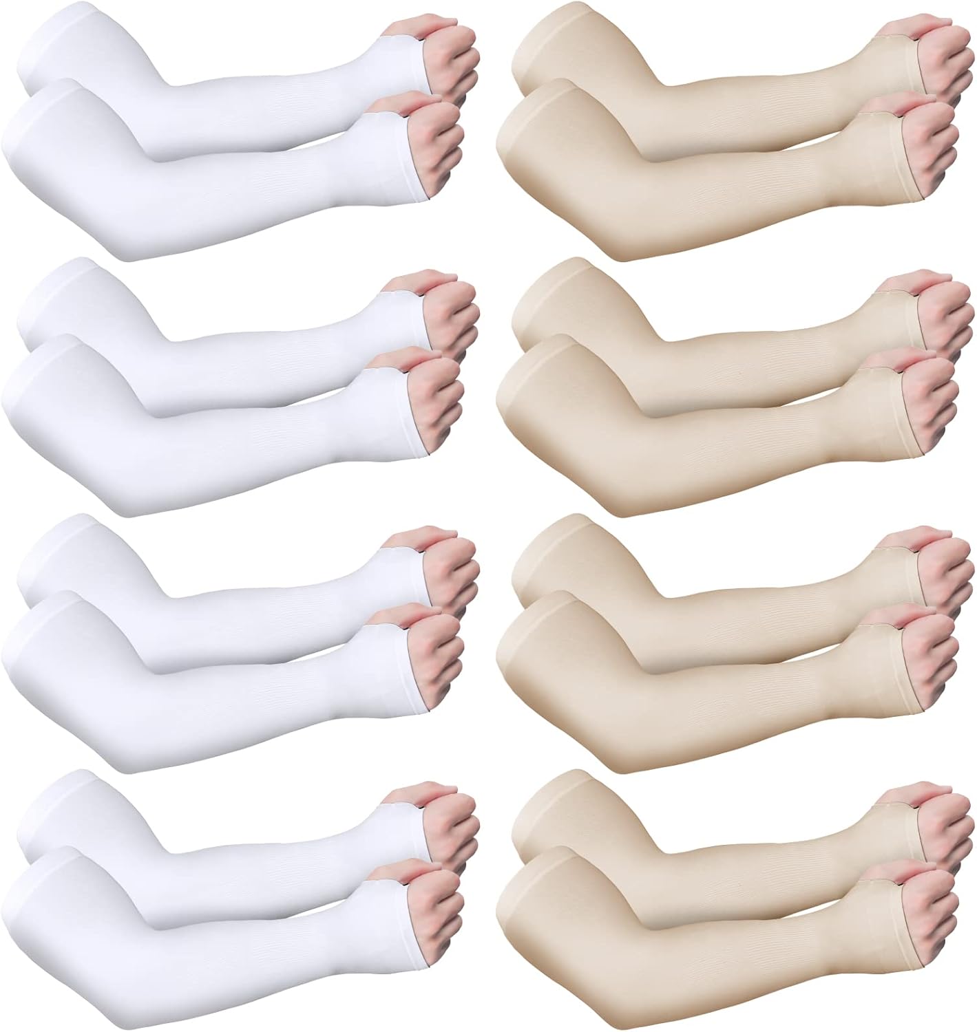 Eurzom 8 Pairs Elderly Skin Protector Sleeves Thin Skin Arm Sleeve Bruise Protective from Abrasions Tear Sun Exposure
