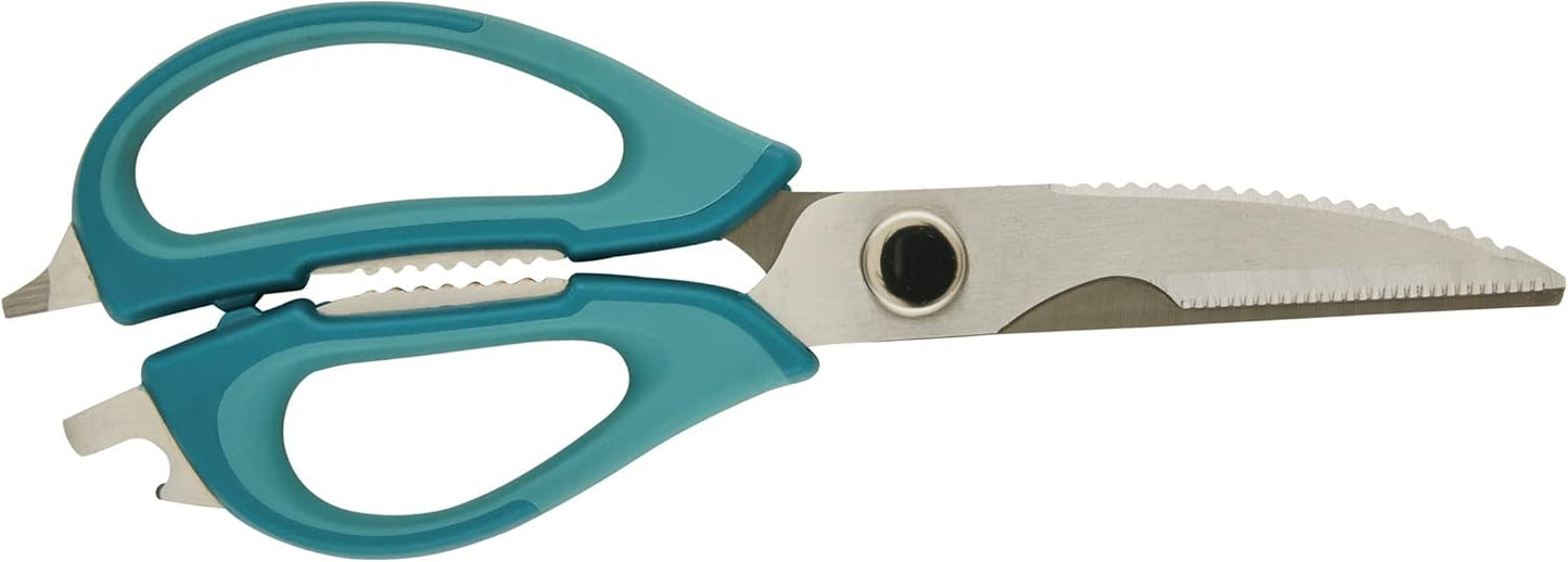 Rachael Ray Cutlery Japanese Stainless Steel Knives Set with Sheaths, 8-Inch Chef Knife, 5-Inch Santoku Knife, and 3.5-Inch Paring Knife, Teal
