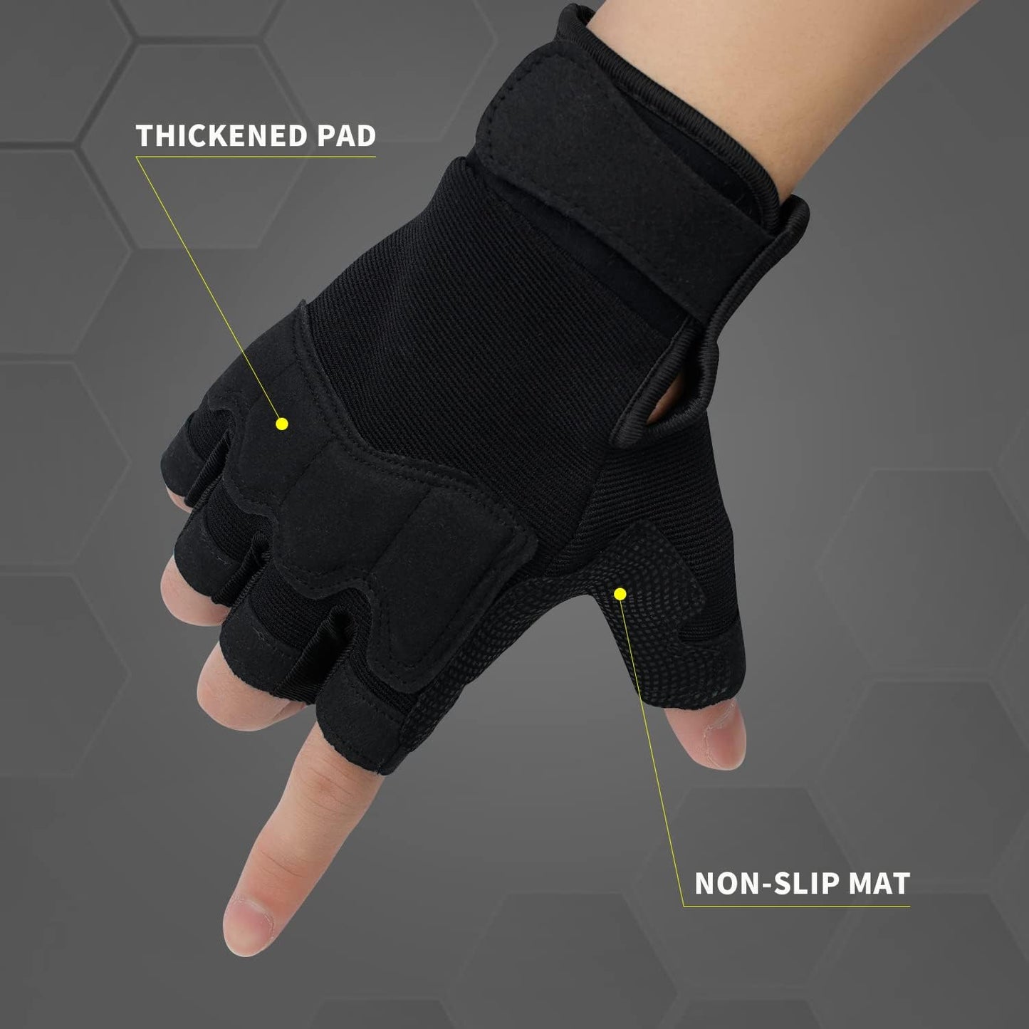 FIORETTO Fingerless Workout & Exercise Gloves for Gym, Weight Lifting, Airsoft, Shooting, Hunting, Hiking, Cycling, Driving, Motorcycle, Climbing M210603
